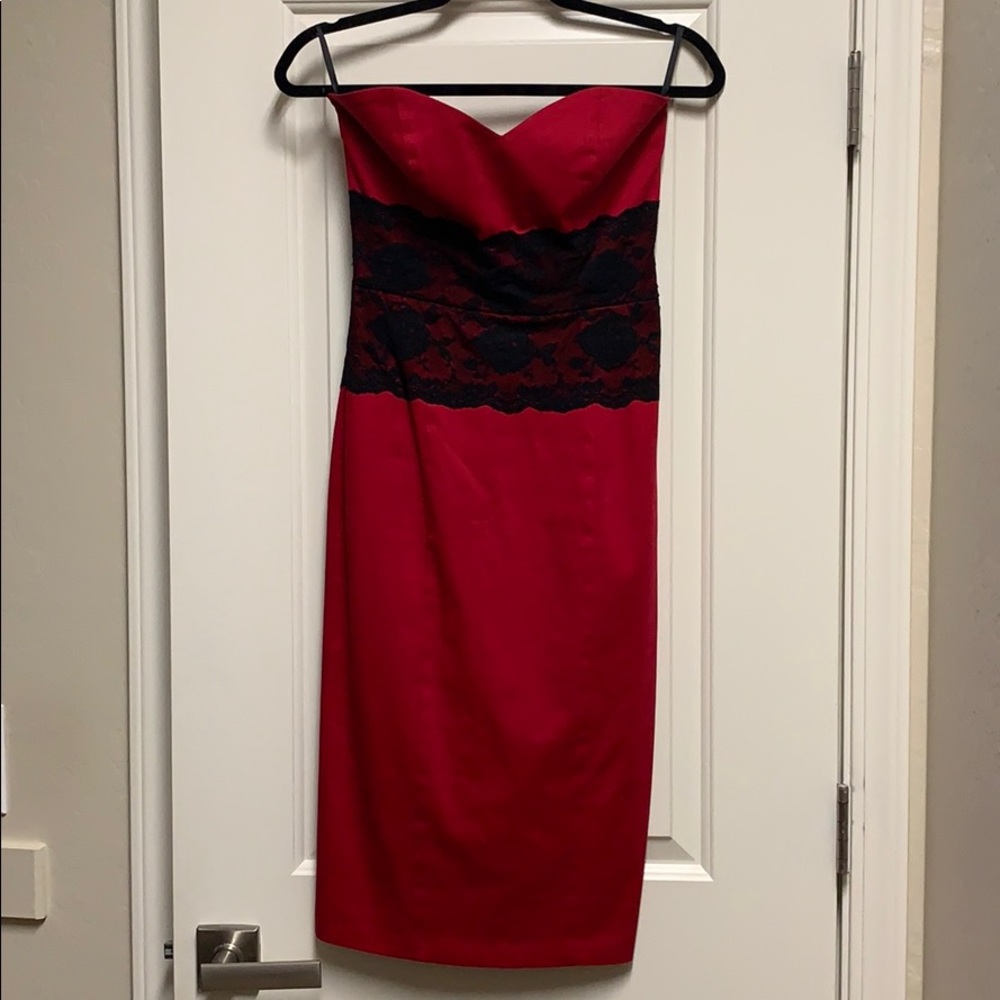 Arden B- red hot sexy strapless dress